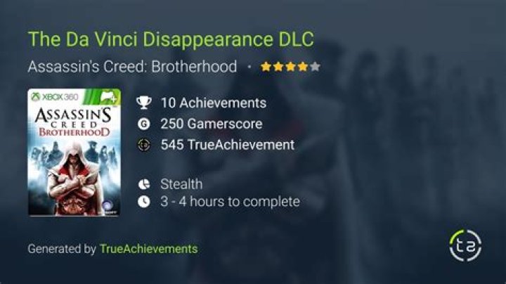 Assassin's Creed: Brotherhood - The Da Vinci Disappearance Achievements