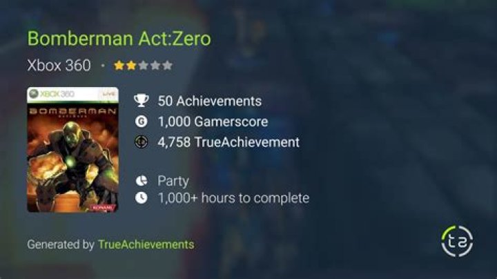 Bomberman Act Zero Achievements List