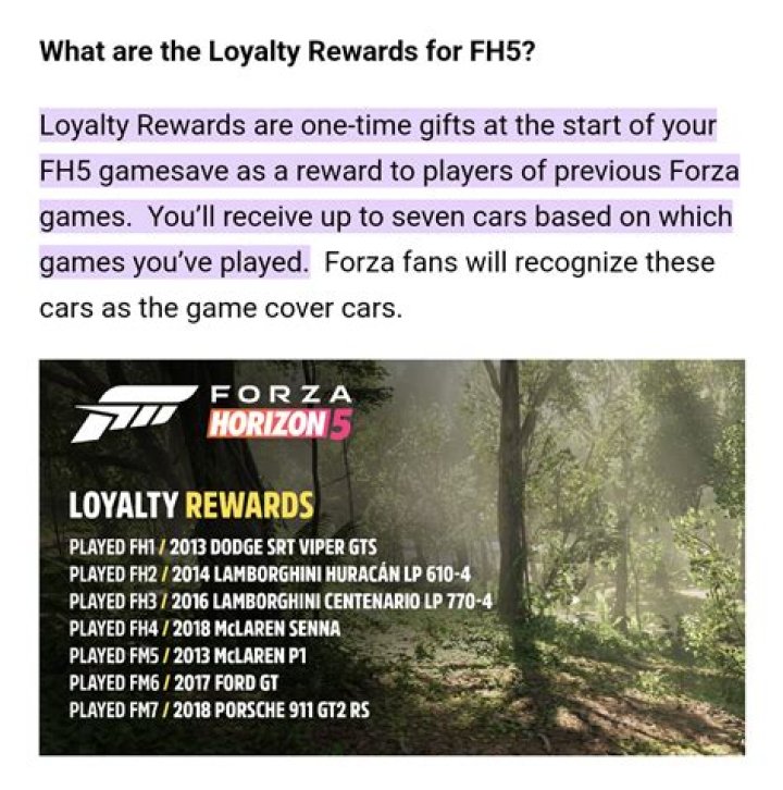 Forza Horizon 5 loyalty rewards not working