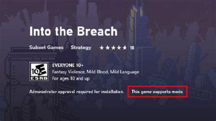 Xbox App mod support Into The Breach store page